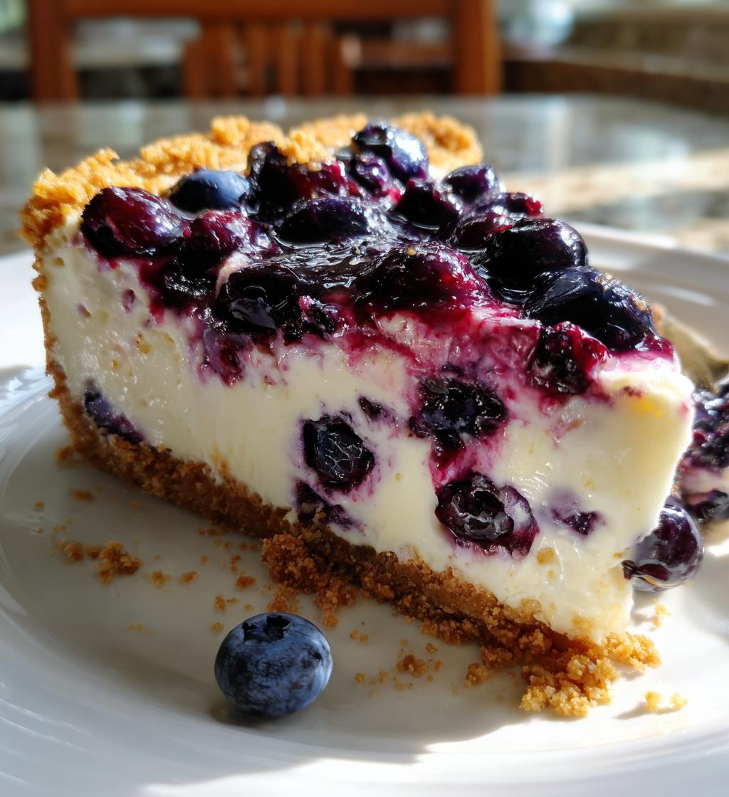 fresh blueberry cheesecake with homemade crust