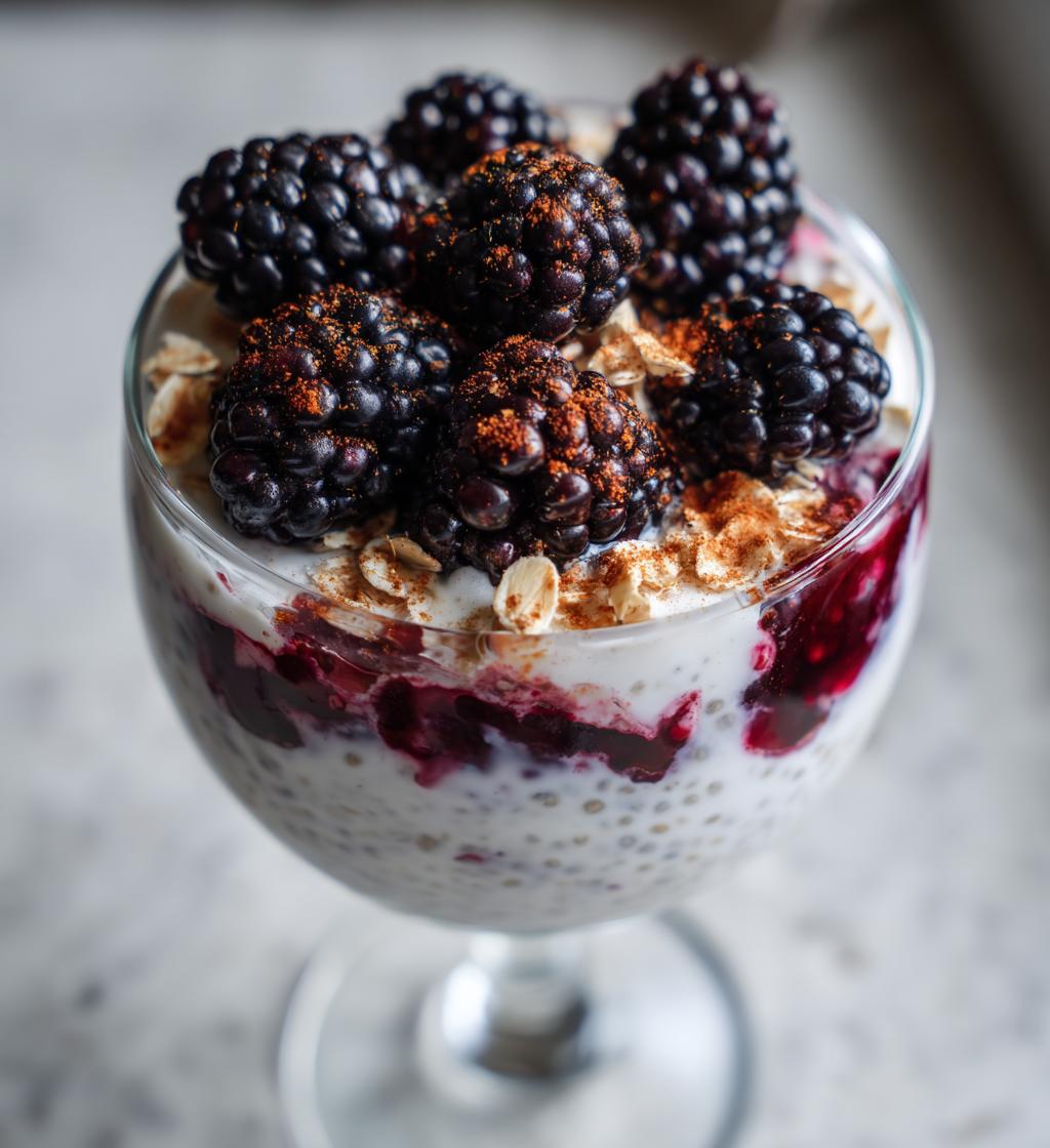 gluten free blackberry cobbler chia pudding - detail 1