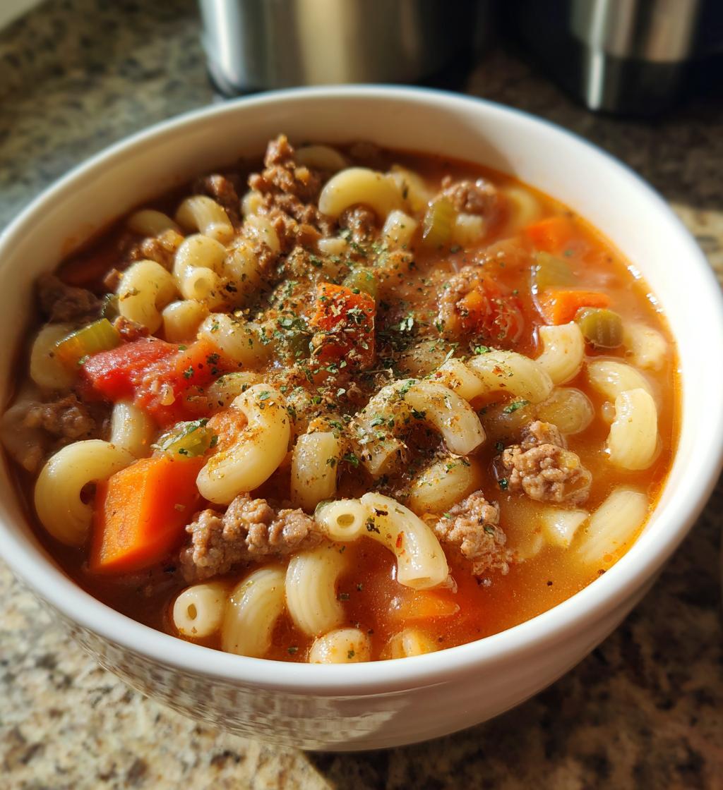 hamburger macaroni soup recipe ready in 35 mins