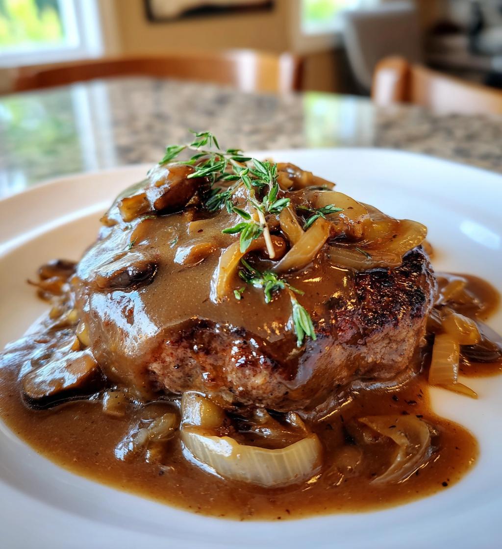hamburger steak with creamy onion gravy - detail 1