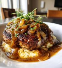 hamburger steak with creamy onion gravy