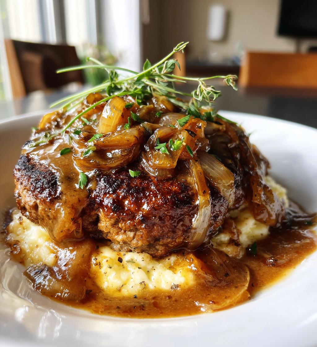 hamburger steak with creamy onion gravy