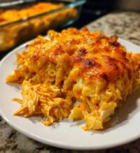 how to make dump and bake buffalo chicken pasta