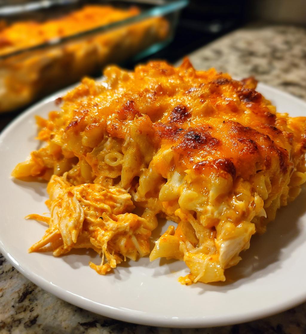 how to make dump and bake buffalo chicken pasta