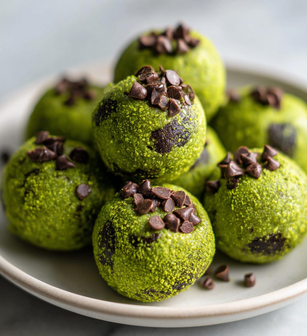 mint chocolate chip protein balls - detail 1