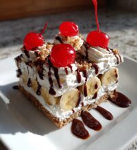 no bake banana split cake quick easy dessert