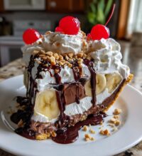 no bake banana split pie