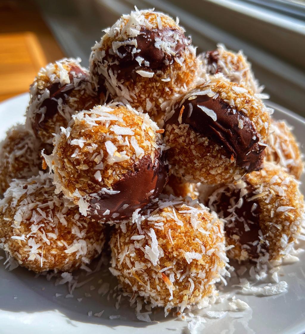 no bake coconut cookie balls chocolate centers - detail 1
