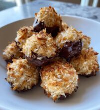 no bake coconut cookie balls chocolate centers