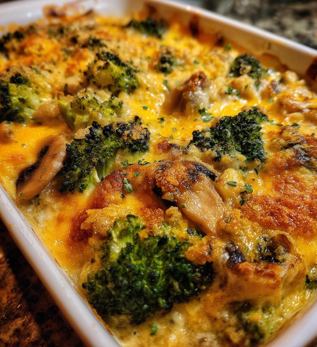paula deens creamy broccoli mushroom bake - detail 1