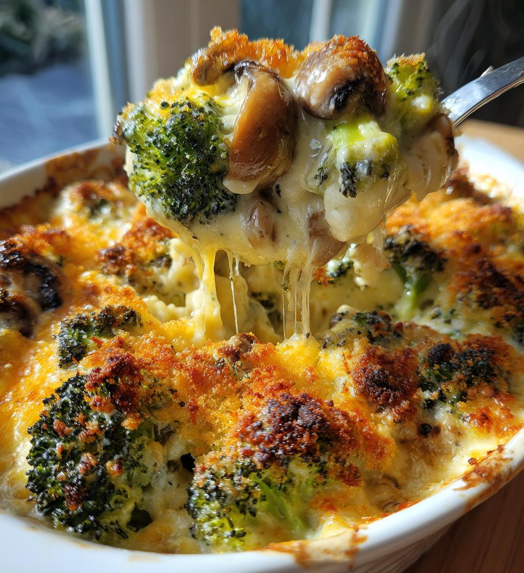paula deens creamy broccoli mushroom bake