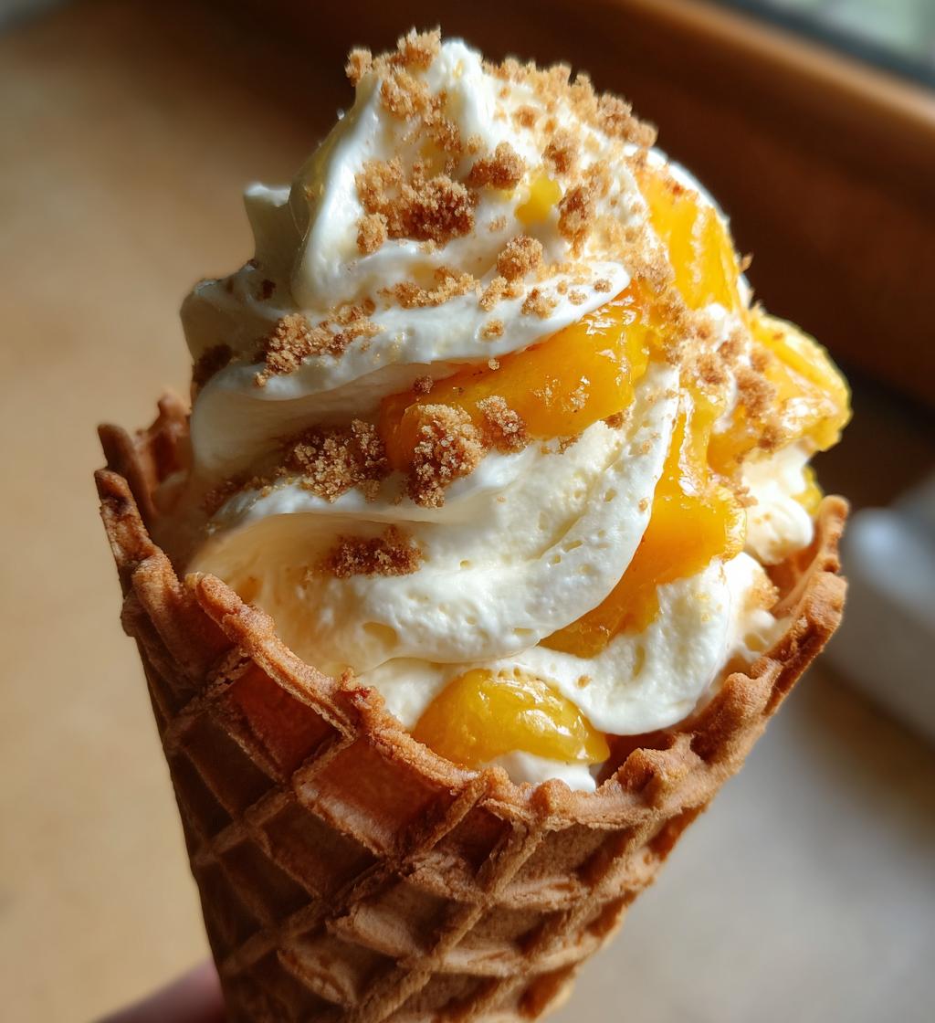peach cobbler cheesecake cones