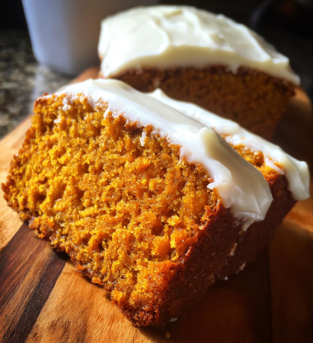 pumpkin bread with cream cheese frosting - detail 1