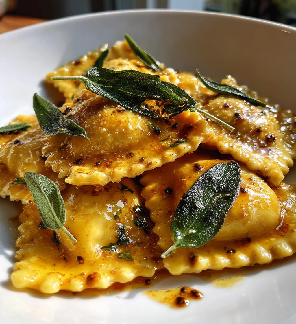 pumpkin ravioli with brown butter sauce