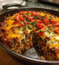 quick and hearty hamburger rice casserole for a comforting dinner