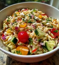 rainbow orzo salad