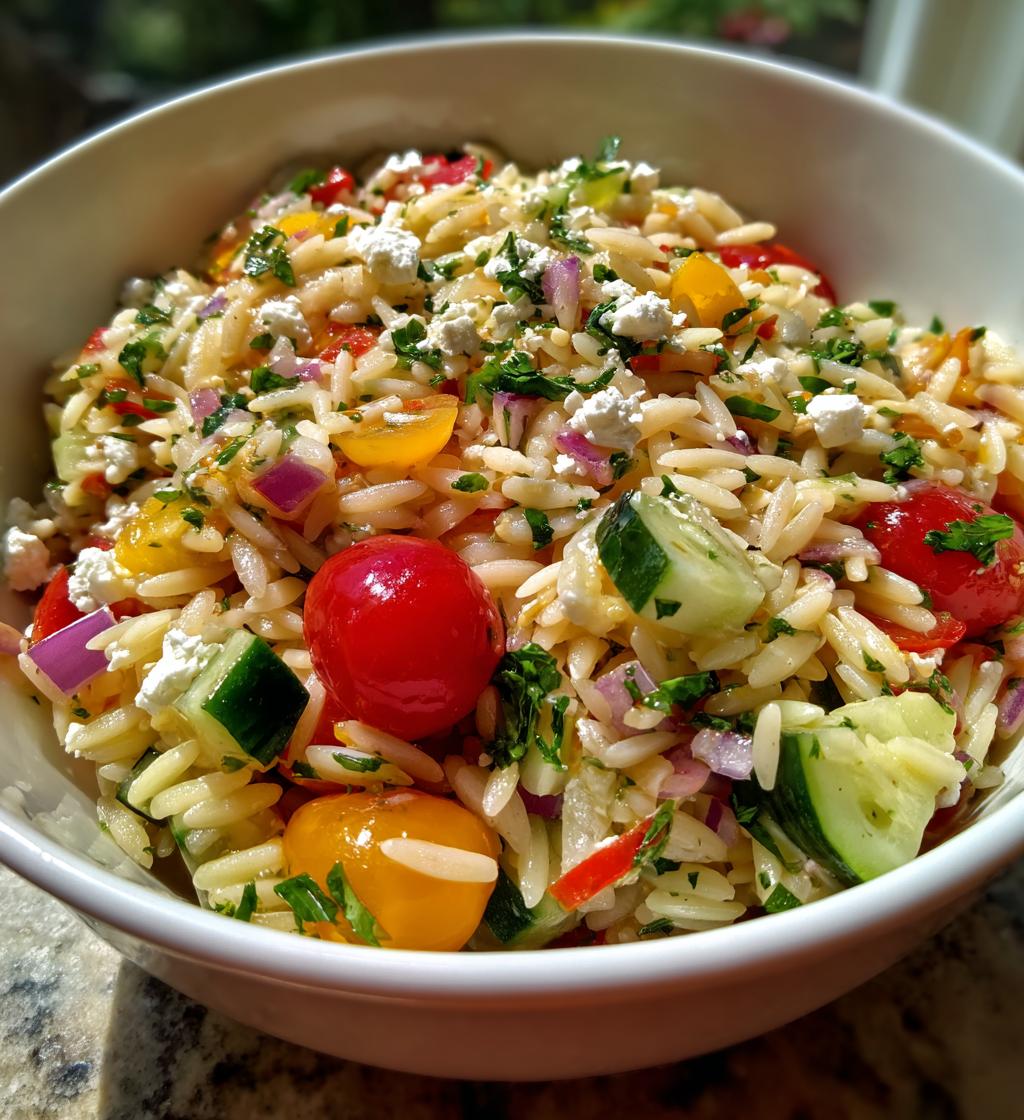 rainbow orzo salad