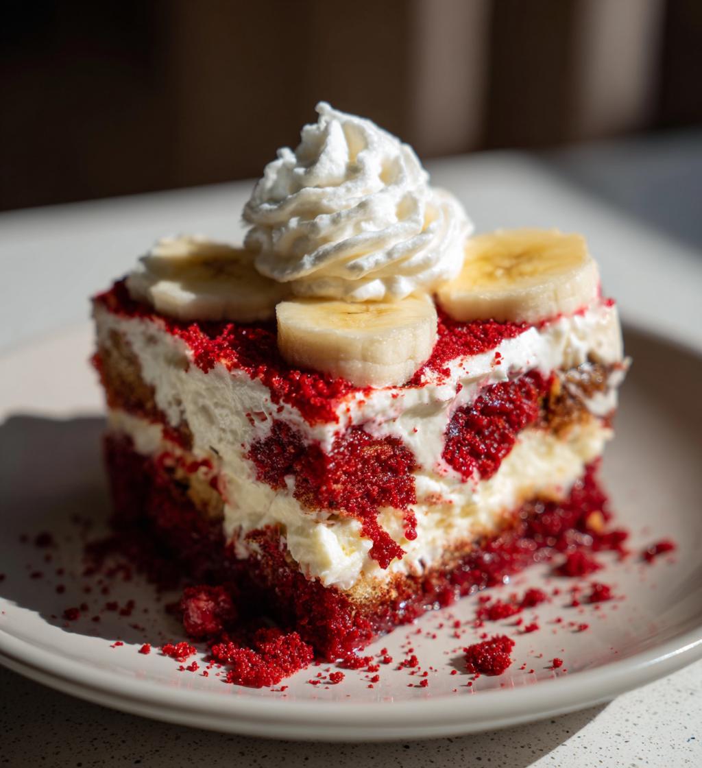 red velvet banana pudding - detail 1