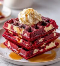 red velvet marble waffles a delightful breakfast treat
