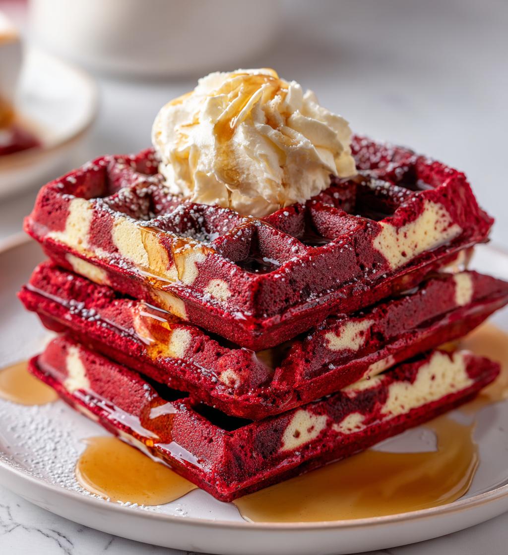 red velvet marble waffles a delightful breakfast treat