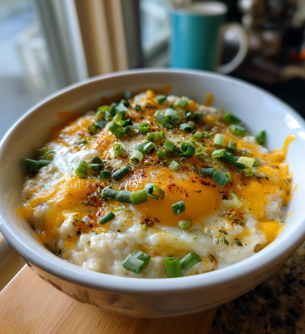 savory oatmeal with egg - detail 1