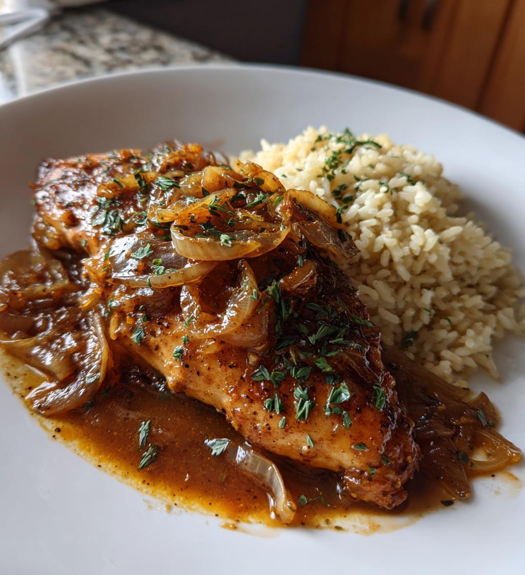 skillet chicken in onion sauce