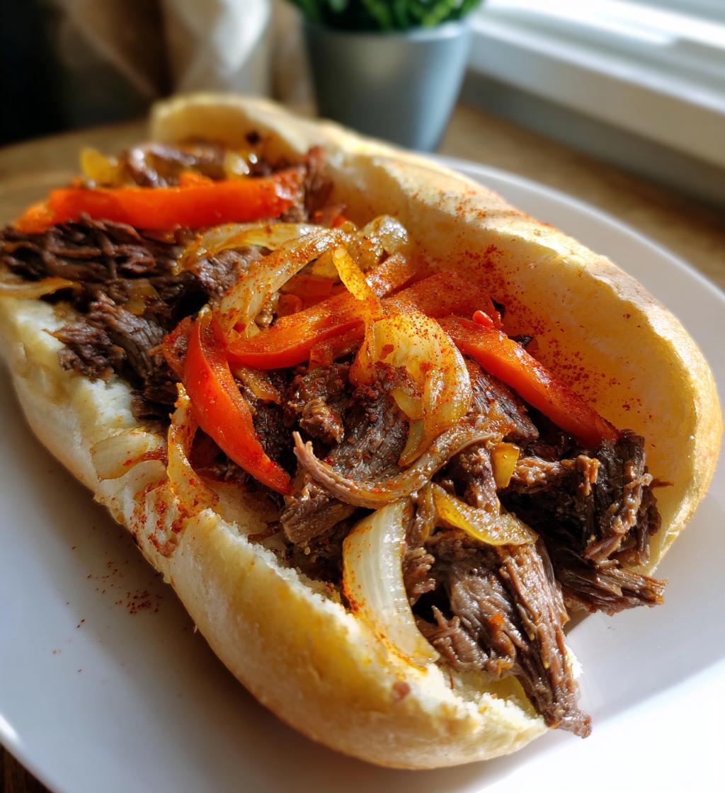 slow cooker shredded beef sandwiches - detail 1