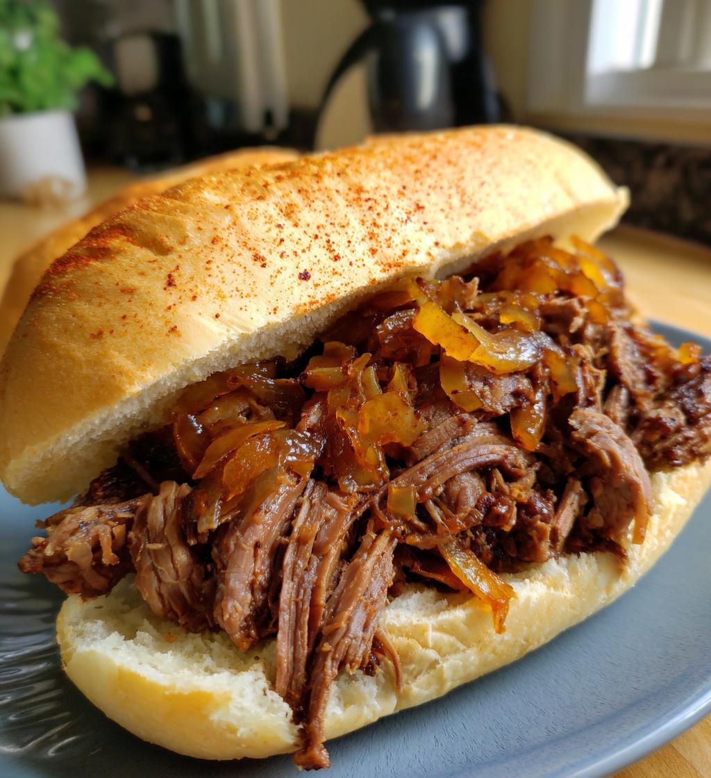 slow cooker shredded beef sandwiches