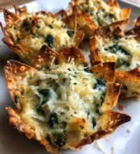 spinach and artichoke dip wonton cups recipe