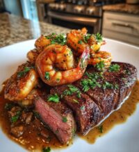 steak creamy garlic shrimp