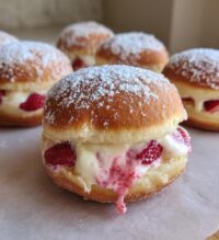 strawberry cheesecake filled donuts