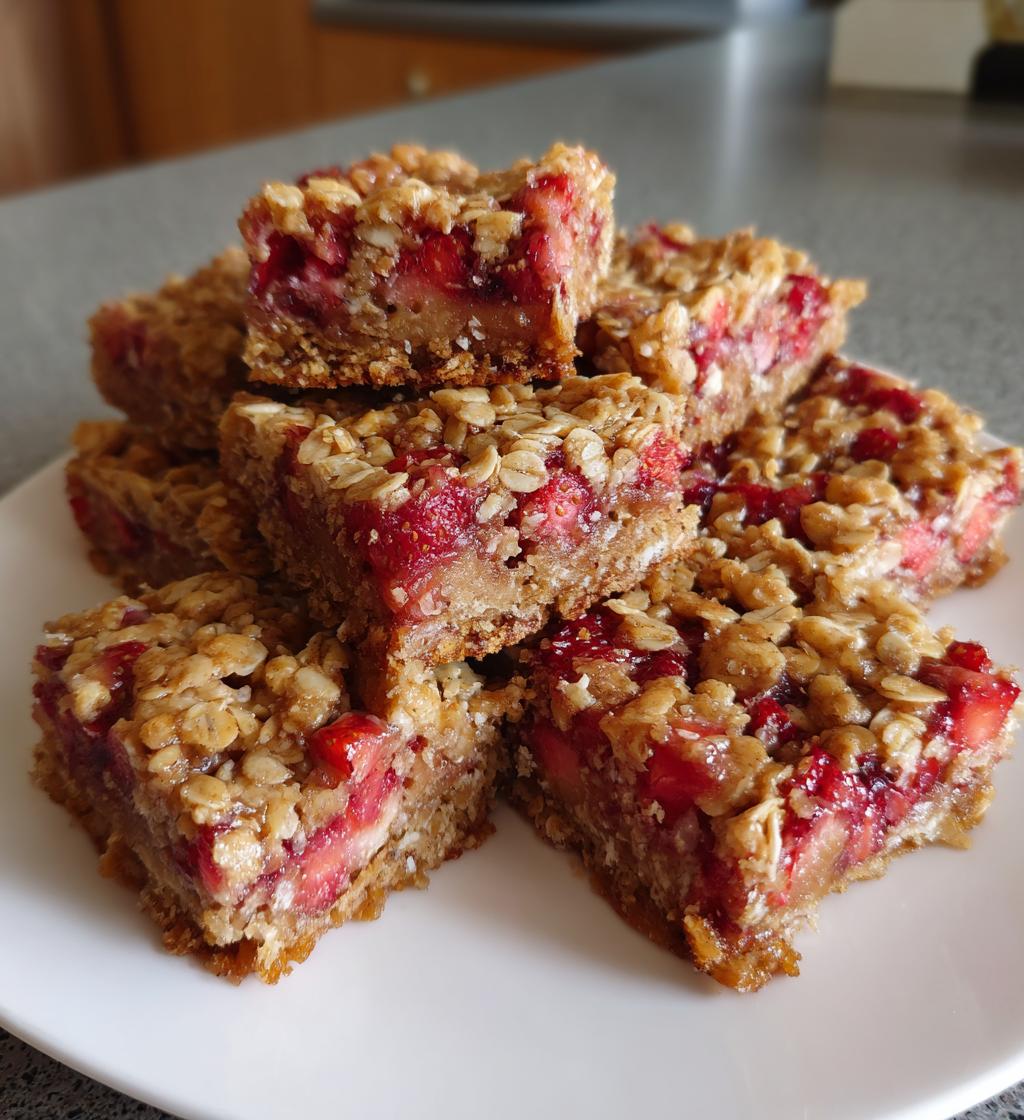 strawberry oatmeal bars - detail 1