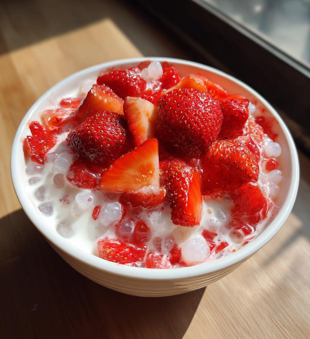 strawberry sago dessert - detail 1