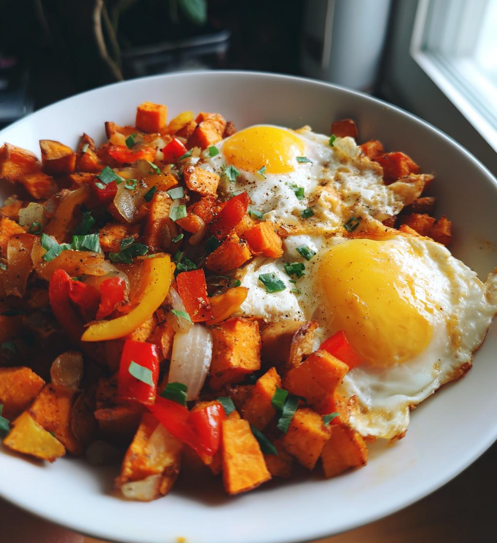 sweet potato hash with eggs - detail 1