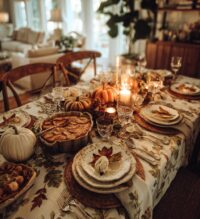 thanksgiving table food setup