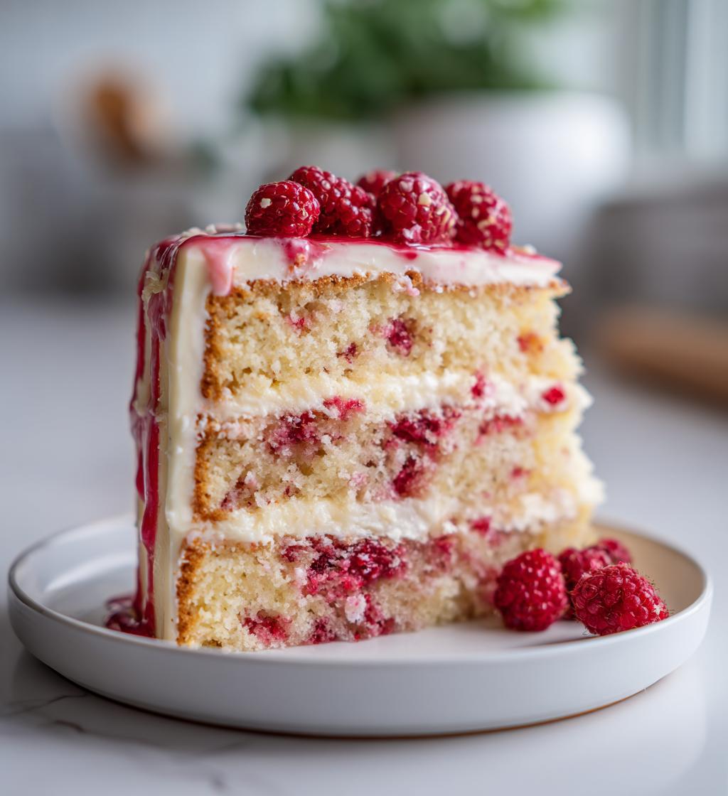 white chocolate raspberry cake - detail 1