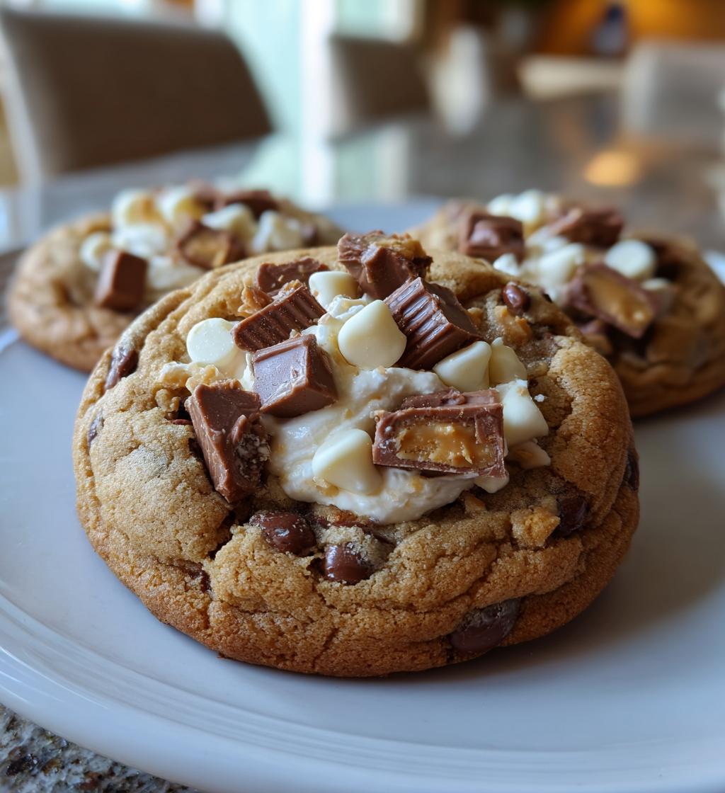 white chocolate reeses cheesecake cookies