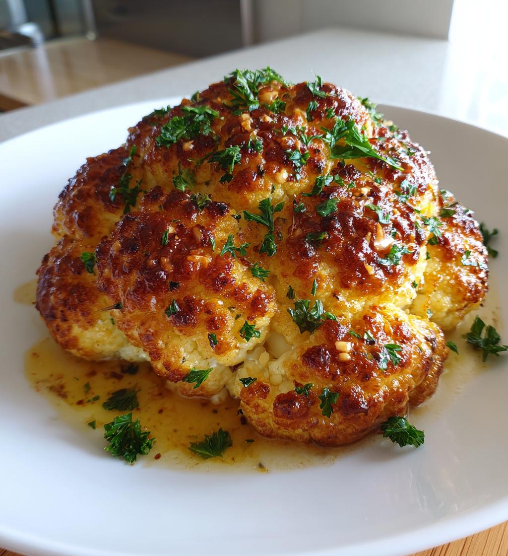 whole roasted cauliflower with butter sauce - detail 1