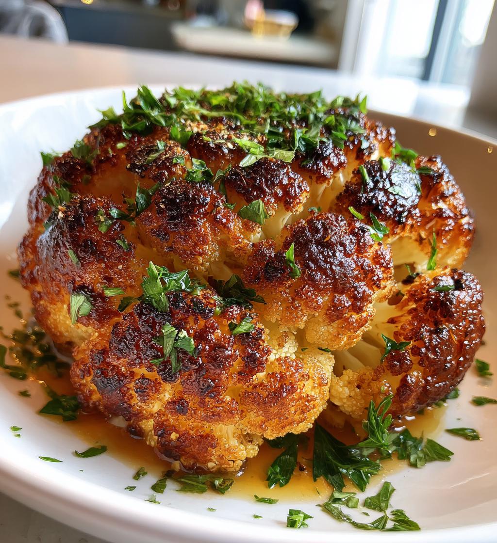 whole roasted cauliflower with butter sauce