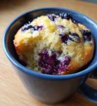 blueberry muffin in a mug