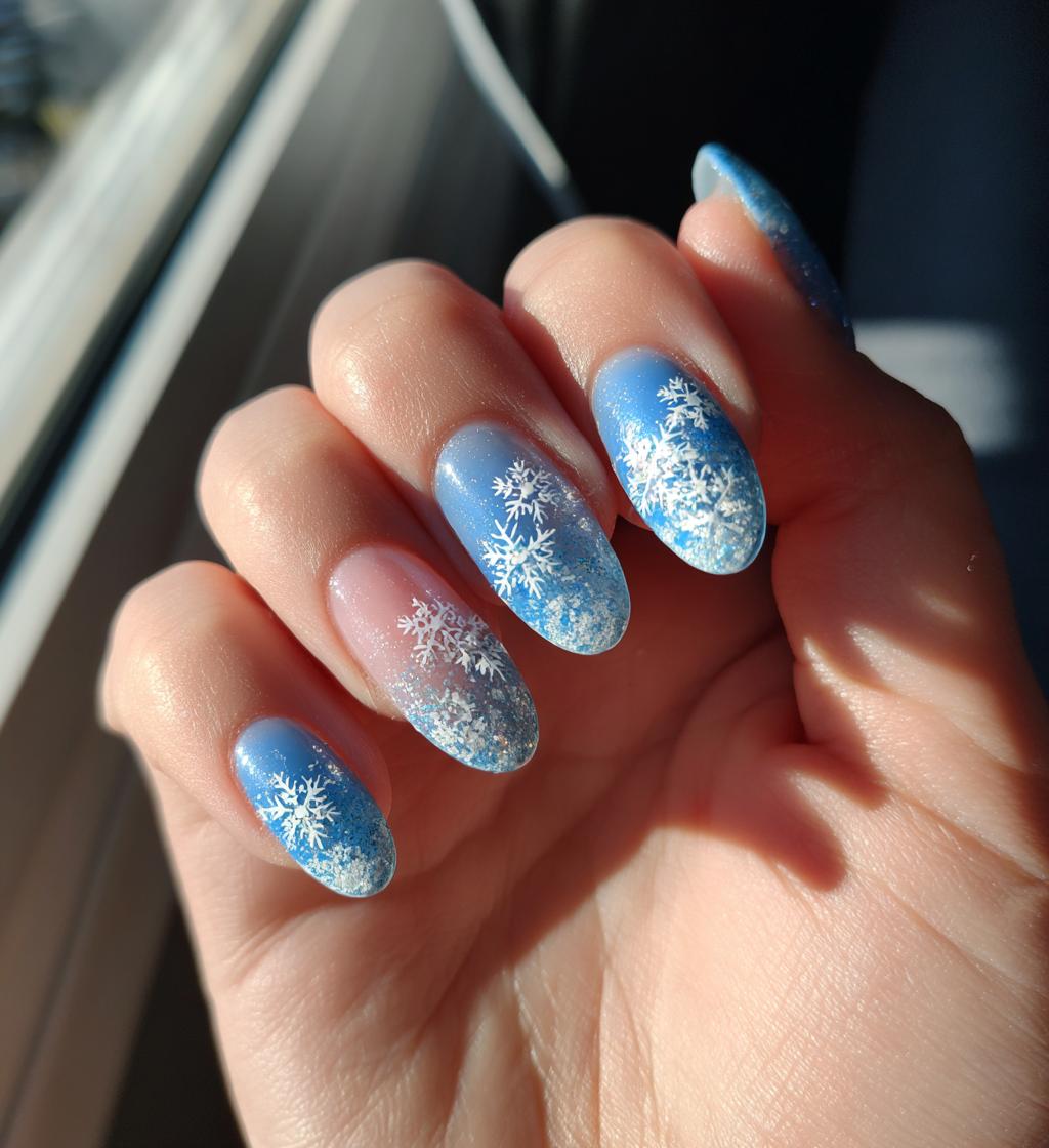 french tip with snowflake