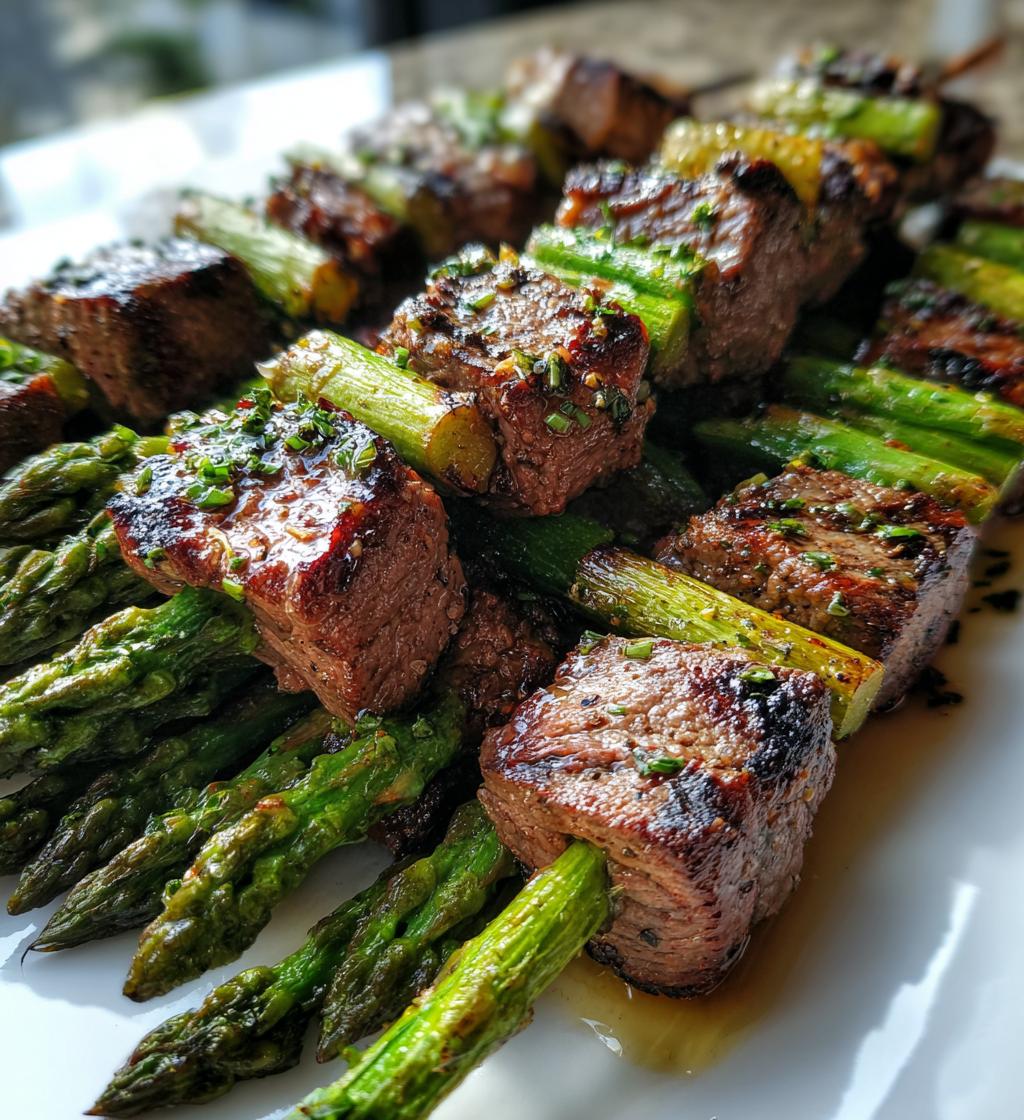 grilled steak and asparagus kabobs