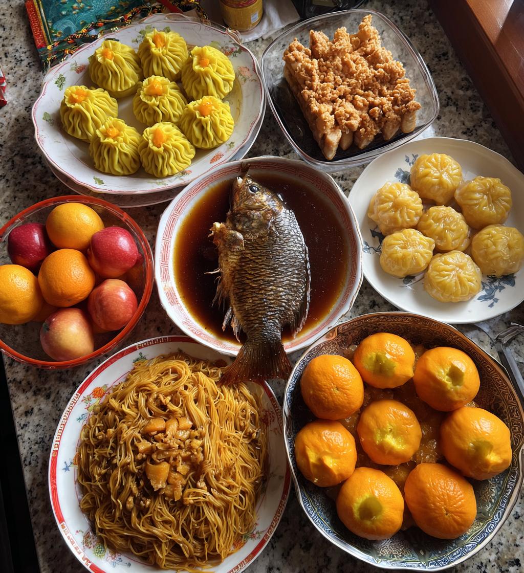 traditional chinese new year food display