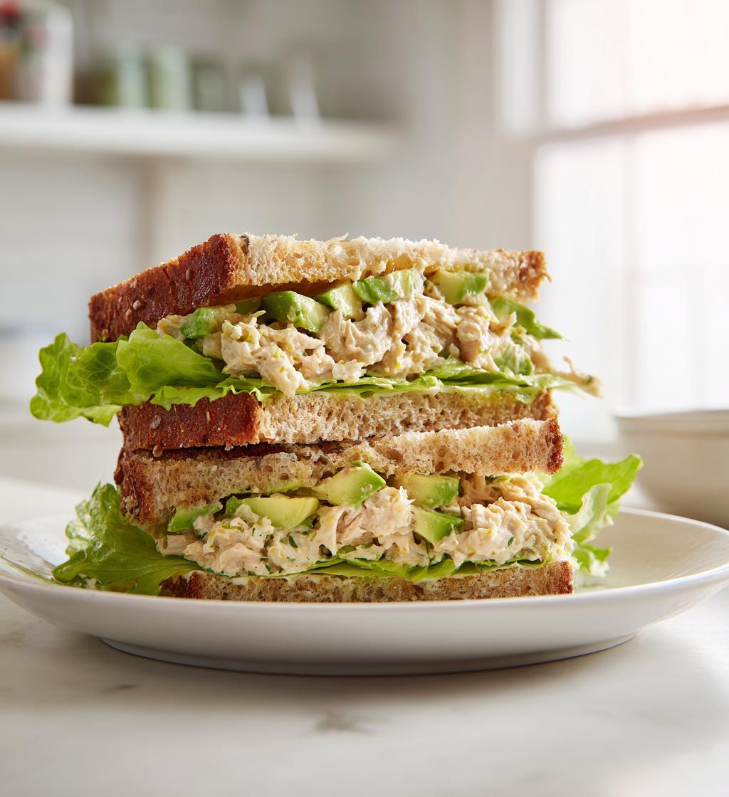 tuna salad sandwich with avocado