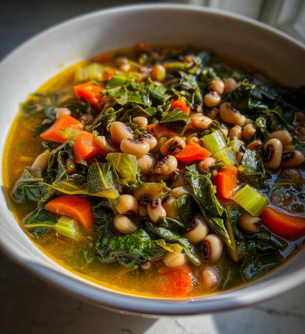 black eyed pea and collard green soup