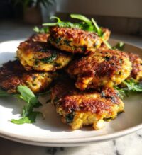 black-eyed pea fritters with greens