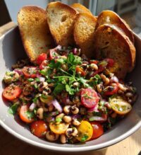 black-eyed pea salad with bread