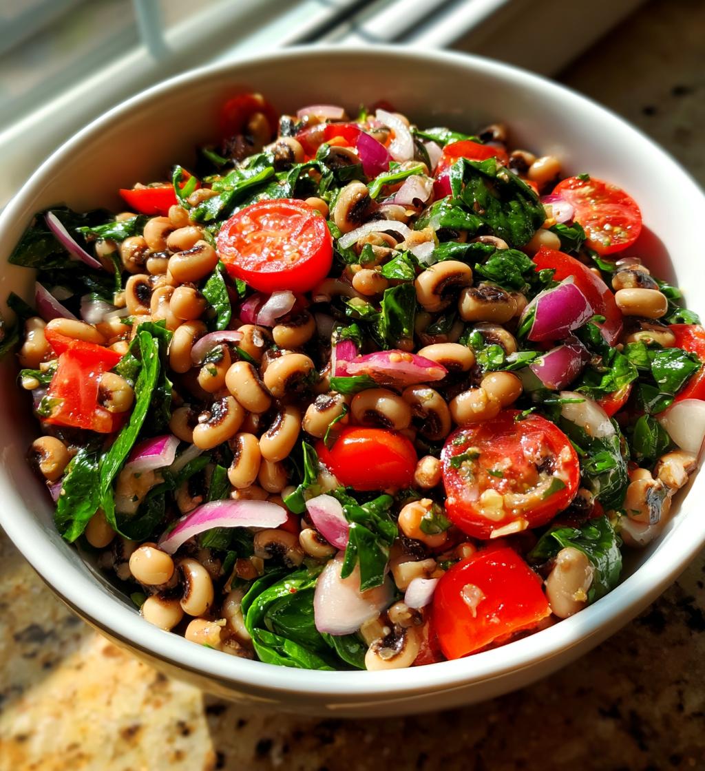 black-eyed pea salad with spinach
