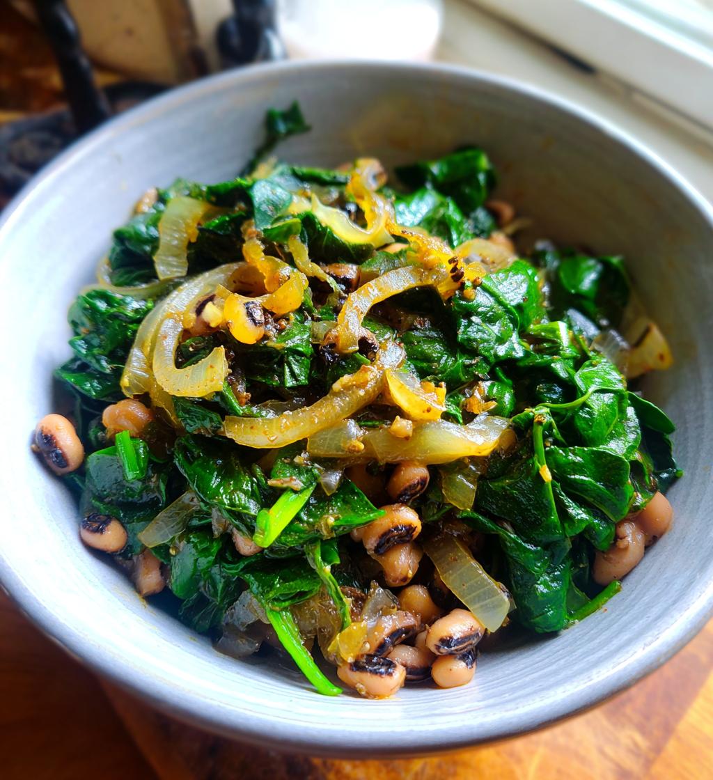 black eyed peas and spinach