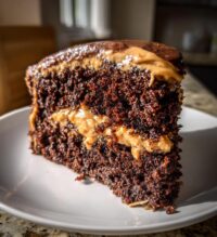 chocolate cake with peanut butter icing